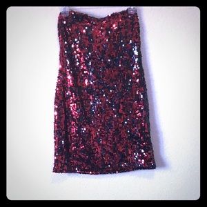 Red and Black Sequin Mini Dress